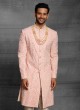 Thread Embroidered Sherwani In Peach Color